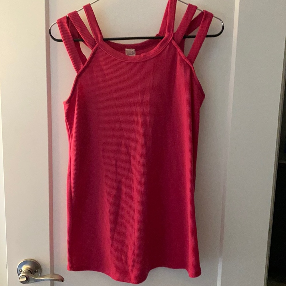 Strappy hot pink knit top